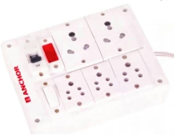 ANCHOR BAHUL ASSEMBLED BOARD CONTAINS 2 Anchor Sockets(15 Amp), 2 Anchor Sockets(5 Amp), 1 Anchor Sockets(13 Amp), 1 Anchor Switch(5 Amp), 1 Anchor MVC (32 Amp) with 4 Metre Chord Surge Protector (white) 5  Socket Extension Boards
