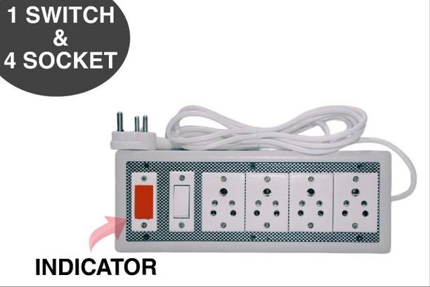 KHOPALA 4 Socket 1 Switch Board with 3 Yard wire 4 Socket Extension Board & Indicator 4  Socket Extension Boards