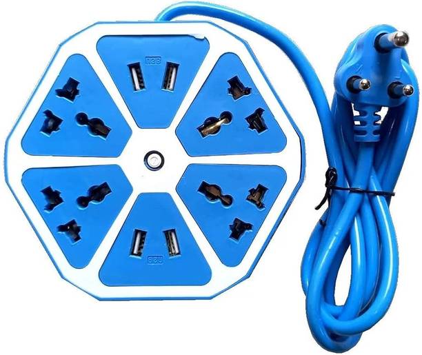 BASS BLING HEXAGONAL SHAPED 4 USB, 4  Socket Extension Boards