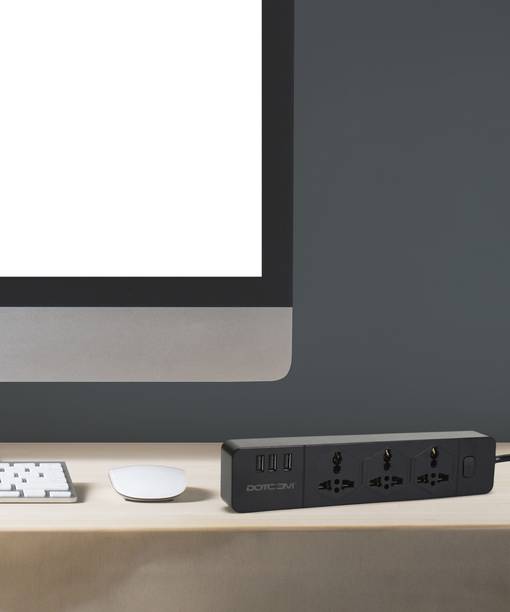 Dotcom 3 USB Port + 3 Power Sockets Smart Electric Universal Extension Board 3  Socket Extension Boards