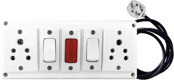 crexan 6A Extension Board 2 Sockets & Switches,Indicator Power Extension Cord,6A Plug 2  Socket Extension Boards
