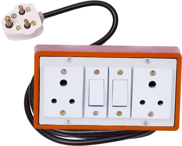 JELECTRICALS Brown (2+2) Heavy Duty Extension Board 6A 2 Anchor Switch & 4 Meter Copper Wire 2  Socket Extension Boards