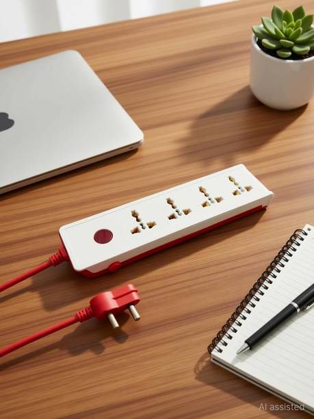 Hillgrove Heavy Duty 5 Meter Long Cable Power Extension Board with 4 Universal Socket and 1 Switch Surge Protector Board for Computer/Home 4  Socket Extension Boards