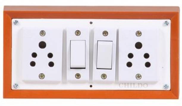 cromium 2 Socket 2 Switch with Wiring 2  Socket Extension Boards