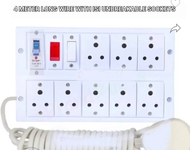 BAHUL Pvc shockproof extension with MCB WITH UNBREAKABLE SWITCHES ISI MARK 8  Socket Extension Boards