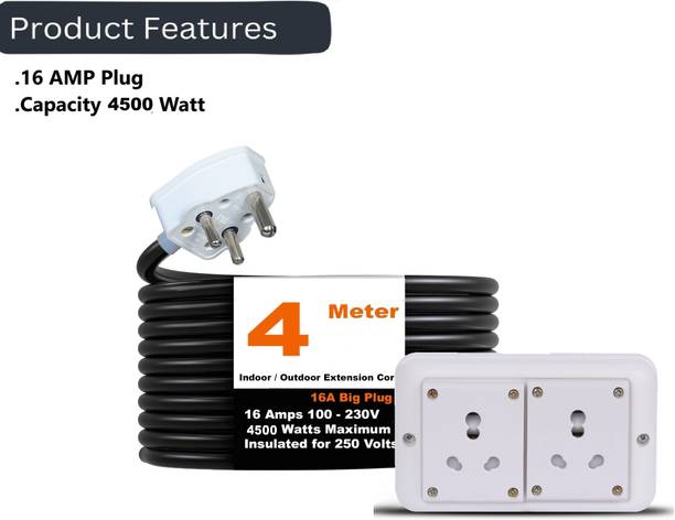 JELECTRICALS Power Extension Cord 6A/16A Universal Socket, 2.5mm 3-Core Heavy Duty 2  Socket Extension Boards