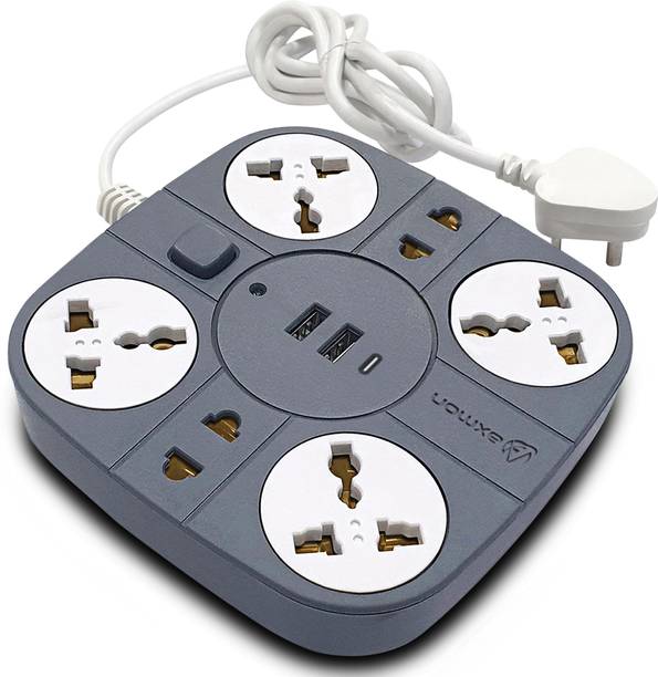 Axmon Extension board [ FIRE PROOF] [SHOCK PROOF ] 10 Amp [2 USB Ports ] [ 1.8 M CORD] 6  Socket Extension Boards
