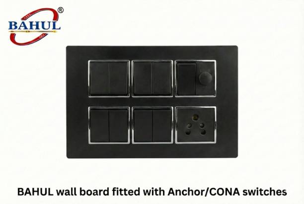 BAHUL BAHUL Wall Mount Modular Switch Board 9 Switch 1 Regulator PVC Box 1  Socket Extension Boards