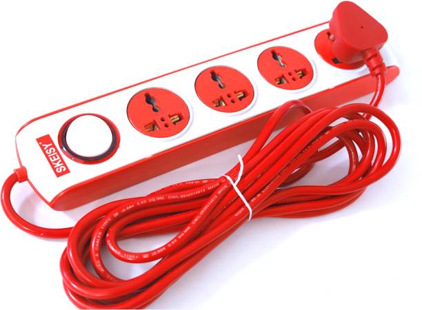 GLUCKLICH New-401-Electronic Surge protector power up 10amp-2.5mtr wire led indicator 4  Socket Extension Boards