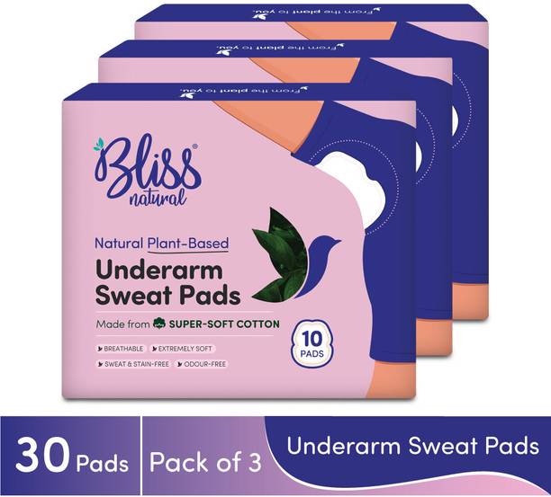 BlissNatural Underarm Sweat Pads for Women Combo Pack | Pack of 30 | Stain Free,Odour Control Sweat Pads