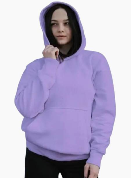 Ashkart Women Full Sleeve Solid Hooded Sweatshirt