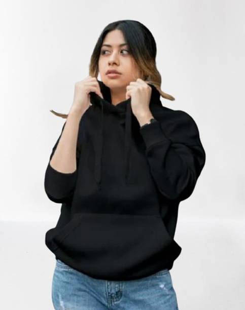 Ashkart Women Full Sleeve Solid Hooded Sweatshirt