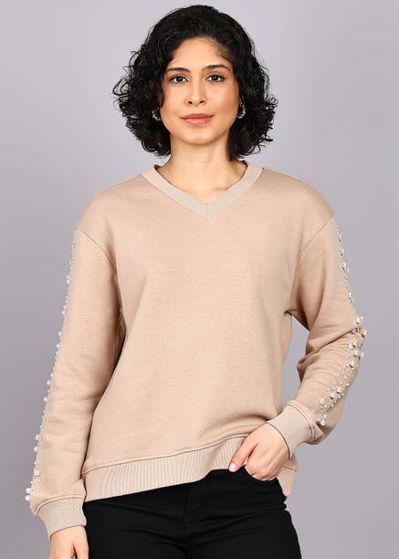 Women Full Sleeve Embellished Sweatshirt