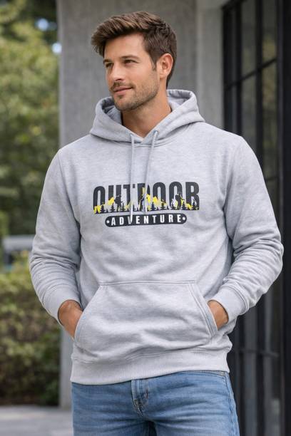 Men Full Sleeve Graphic Print, Printed Hooded Sweatshirt