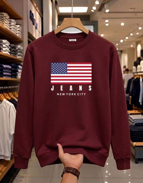 Men Full Sleeve Printed, Graphic Print Sweatshirt