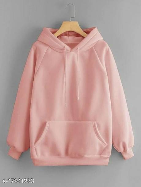 Women Full Sleeve Solid Hooded Sweatshirt