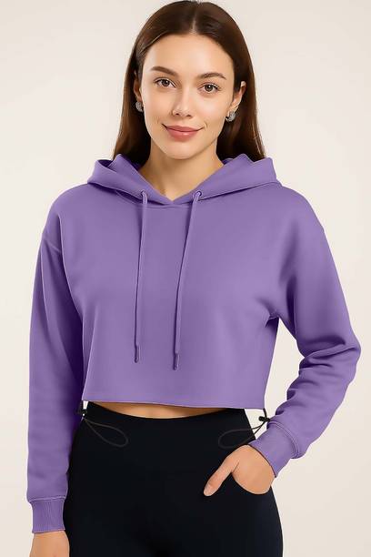 Women Full Sleeve Solid Reversible Hooded Sweatshirt