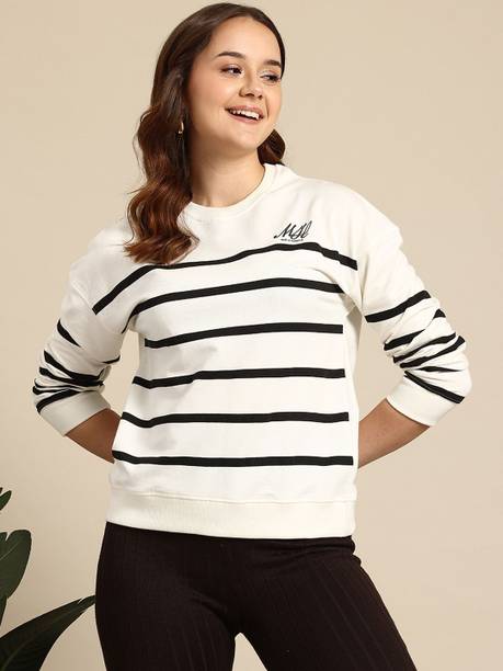 Mast & Harbour Women Full Sleeve Striped Sweatshirt
