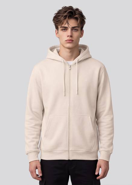 Men Full Sleeve Solid Hooded Sweatshirt
