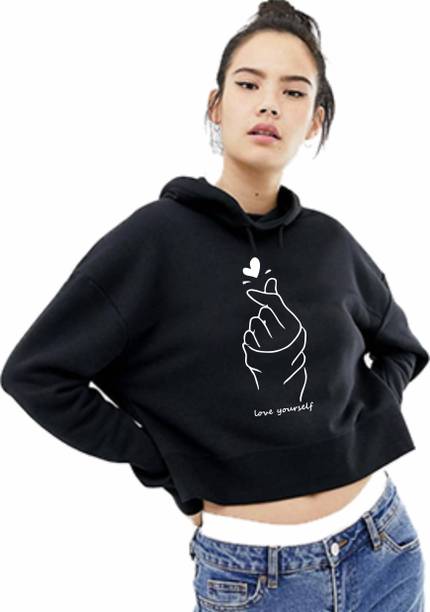 Women Full Sleeve Printed Hooded Sweatshirt