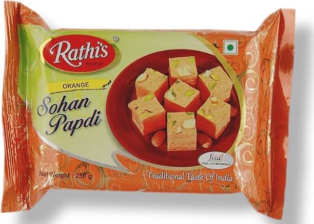 Rathi's Orange Soan Papdi | Traditional Indian Mithai | Pack Of 1 Pouch