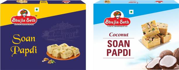 BHUJIYA SETH Patisa soan papdi & Coconut combo pack (400 gm x 2) box Box