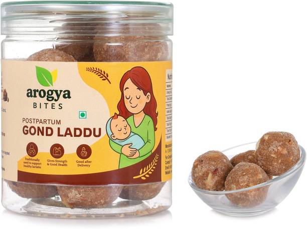 AROGYABITES Arogya Bites Postpartum Dry Fruit Gond Laddu – Made with Desi Ghee & Jaggery Plastic Bottle