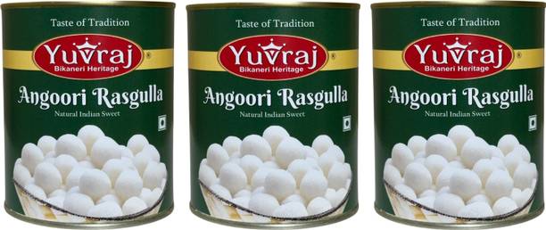 Yuvraj Food Product Angoori rasgulla sweets combo 1 kg x 3 Tin Can