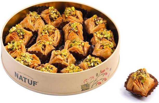 Natuf Baklava Crown Pistachio | Premium Pistachios & Sweet Syrup Tin
