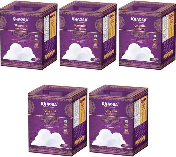 KHAOSA Rasgulla 5Kg (1Kg x 5) Premium Quality Authentic Bikaneri Tin