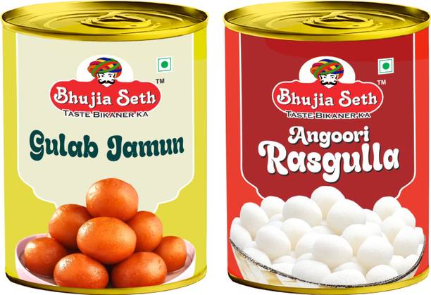 BHUJIYA SETH sweets Gulab jamun & Angoori rasgulla combo pack (1 kg x 2 ) pack Tin
