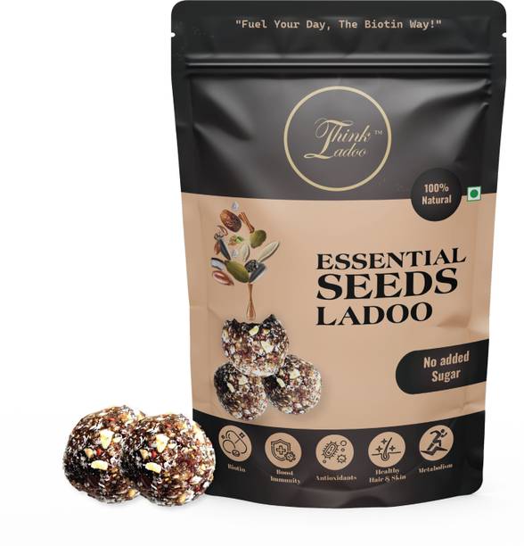 Think Ladoo Essentials Seeds Ladoo | Healthy, No Added Sugar, 100% Vegetarian, 20 Pcs Pouch