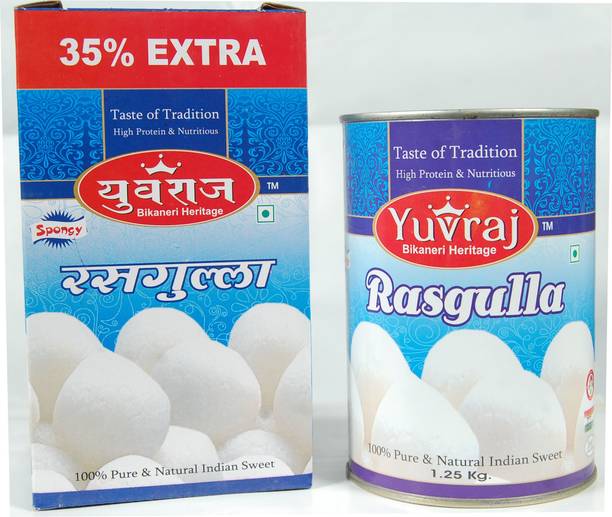Yuvraj Food Product Rasgulla 1.25kg Tin