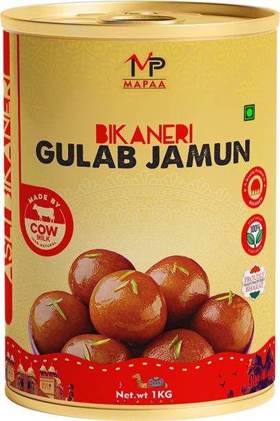 MAPAA Bikaneri Gulab Jamun, Ready to Eat Indian Desert 1 KG Tin