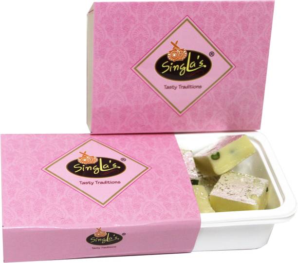 Singla Sweets Pista Khoya Burfi 200g , Indian Mithai sweet Vacuum Pack