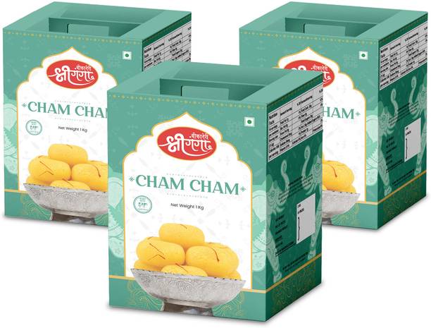 Bikaneri Shree Ganga Cham Cham - 3Kg (42 Pieces) Traditional Bikaneri Shahi Sweet Mithai Tin