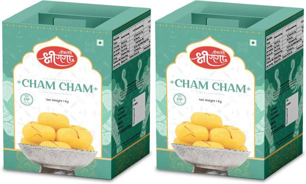 Bikaneri Shree Ganga Cham Cham - 2Kg (28 Pieces) Traditional Bikaneri Shahi Sweet Mithai Tin