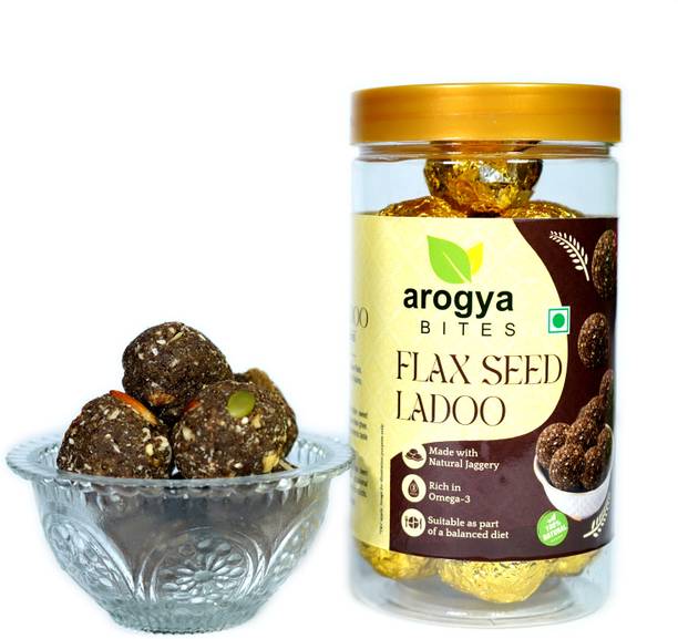 AROGYABITES Arogya Bites Flax Seed Ladoo with Jaggery and Desi Ghee Mason Jar
