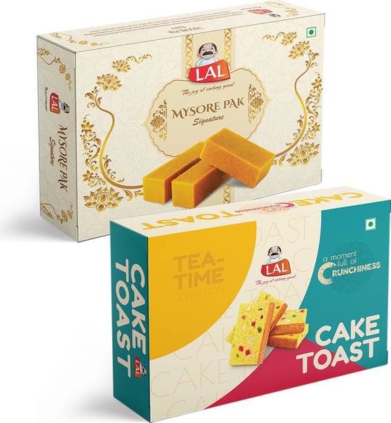 Lal Sweets Combo Pack of Mysore Pak Signature 400g & Cake Toast 300g Box