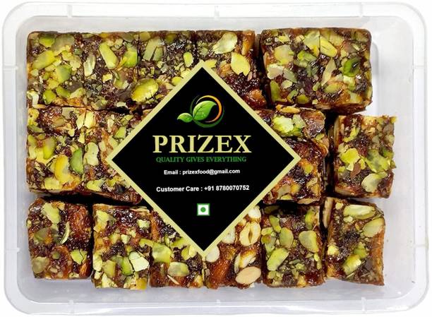 Prizex Dry Fruits Dates Barfi | Khajur Dryfruit Chikki | Sugar Free Dates Barfi ( Khajoor Dryfruit Chikki ) 250gm Box