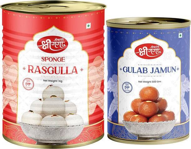 Bikaneri Shree Ganga Gulab Jamun 500Gm, Rasgulla 1Kg Tin