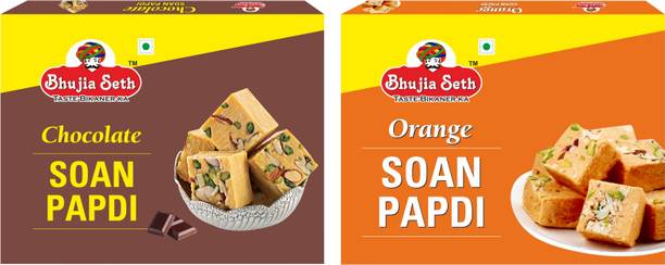 BHUJIYA SETH Orange & Chocolate soan papdi combo pack (200 gm x 2) box Box