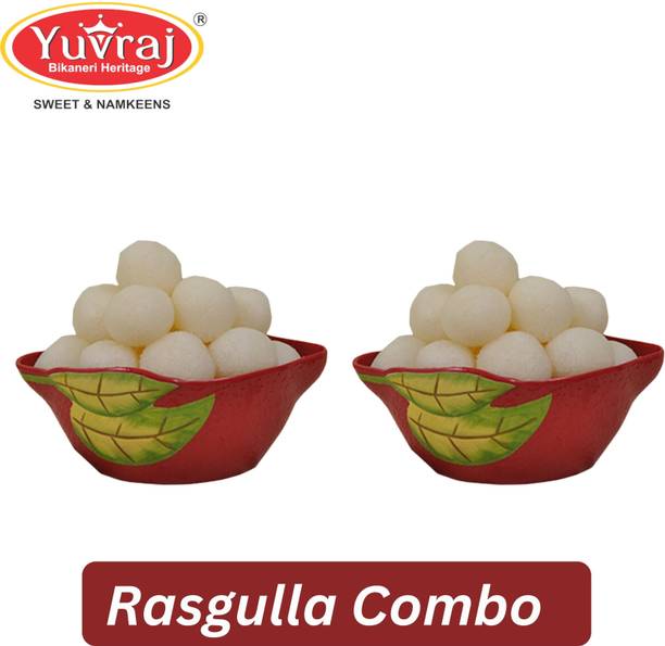 युवराज फूड प्रॉडक्ट बिकानेरी रसगुल्ला स्वीट्स पैक ऑफ 2 ( 500 gm x 2 ) टिन