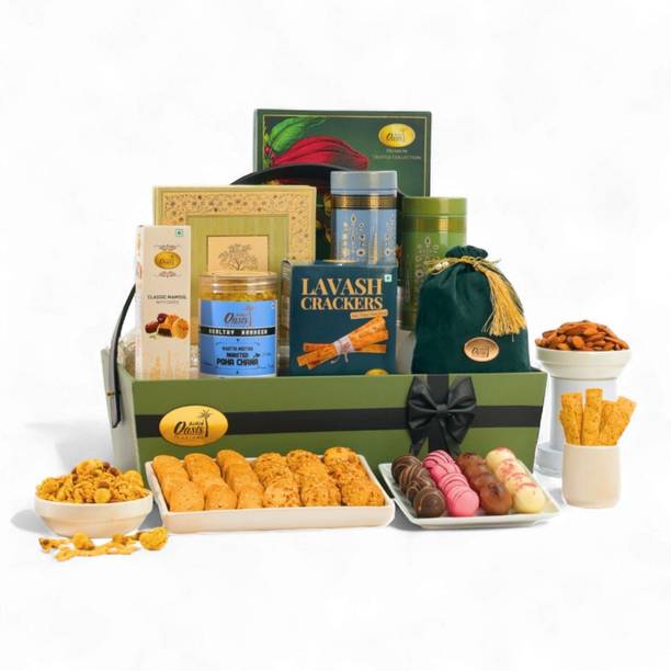 OASIS Premium Baklawa Gift Hamper – Baklava, Cookies, Namkeen & Chocolate Treats Box