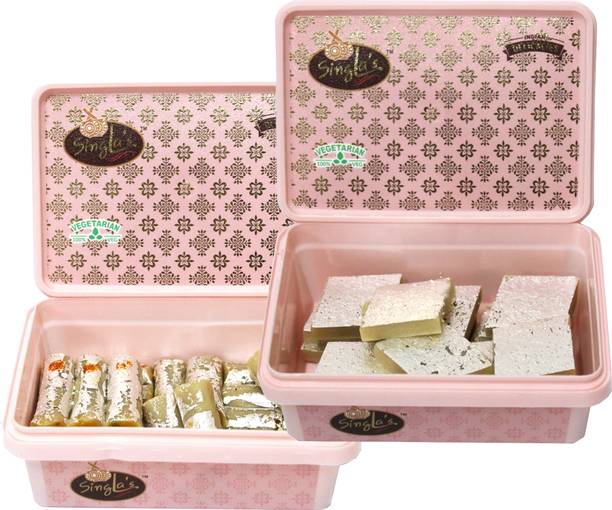Singla Sweets Kaju roll 200g Kaju katli 200g Combo pack of 2 Box