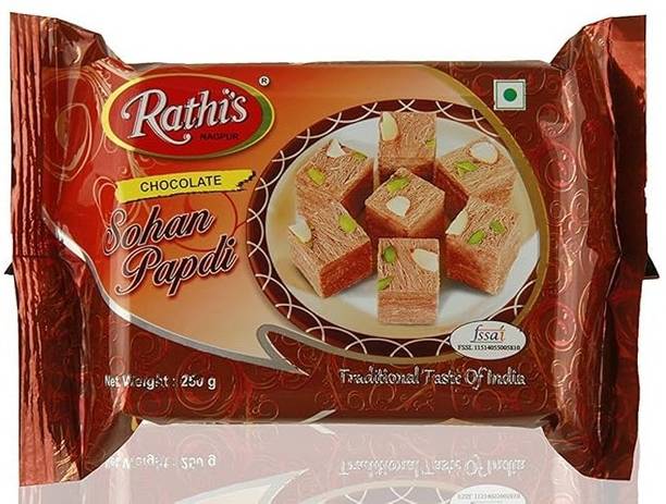 Rathi's Chocolate Soan Papdi Traditional Indian Mithai | Pack of 1 Pouch