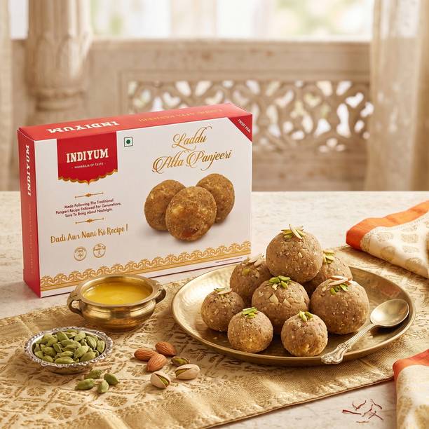 Indiyum Indian Sweets Mithai Laddu Atta Panjeeri BQ Box