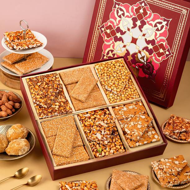 HyperFoods Gajak Sweet Gajak Gift Pack 6 Varieties X 6 Units Lohri Gift Hamper Box