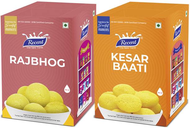 RECENT-THE REAL TASTE 1 Kg Raj Bhog and 1 Kg Kesar Baati Combo indian Sweet Mithai, Perfect for Gift Box