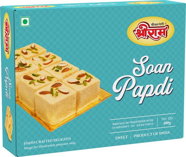SHREE RAM Bikaneri Soan Papdi Dry Flaky Sweet Enriched With Dry Fruit Box Box